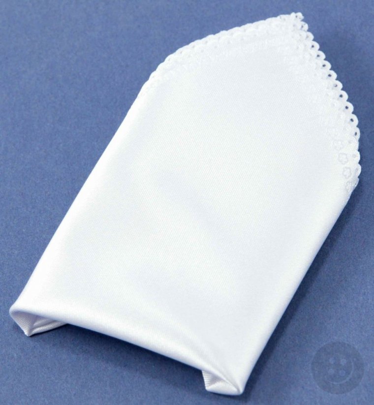 Satin-Taschentuch mit Zierkante  - weiß - Größe 24 cm x 24 cm