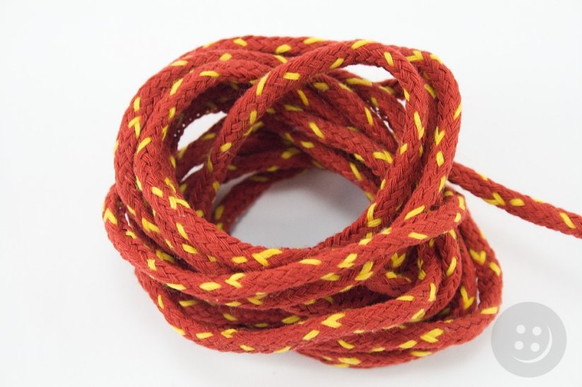 Clothing cotton cord -  yellow red - diameter 0.5 cm